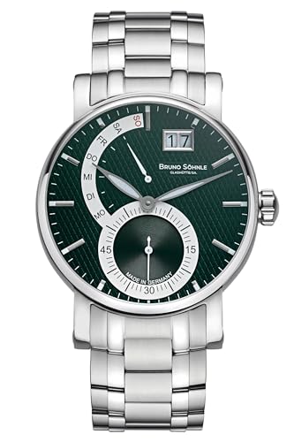 Bruno Söhnle Pesaro II Herrenuhr Silber Grün Datum Saphirglas Quarz 43mm von Bruno Söhnle