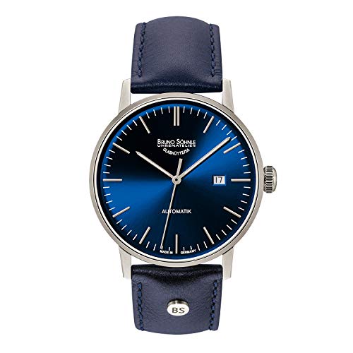 Bruno Söhnle 17-12173-341 Stuttgart Automatik Big Herren-Armbanduhr, Automatikwerk BS175, Edelstahlgehäuse, Saphirglas, Lederarmband, mit Dornschließe, 5 bar von Bruno Söhnle