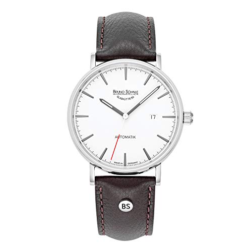 Bruno Söhnle 17-12218-241 München Automatik I Herren-Armbanduhr, Atelierkaliber BS175, Edelstahlgehäuse, Saphirglas, Lederarmband, mit Faltschließe, 5 bar von Bruno Söhnle
