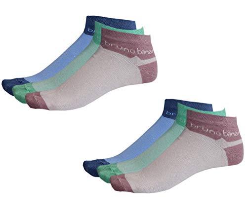 BrunoBanani (6 Paar) Damen Sneaker Socken Sportsocken Baumwolle Halbsocken Schwarz Grau Weiß Kurz socken sommer socken (39/42, rosa/blau/mint) von BrunoBanani