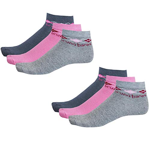 BrunoBanani (6 Paar Damen Sneaker Socken Sportsocken Baumwolle Halbsocken Schwarz Grau Weiß Kurz socken sommer socken (39/42, schwarz/rosa/grau) von BrunoBanani