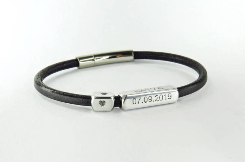 Lederarmband Mit Gravur Personalisiertes Unisex Aluminium Bead Geschenk von BrunoBijoux