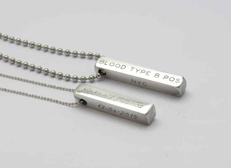 Personalisierte Aluminium Dog Tag Halskette - Individuell Gravierte Name, Datum von BrunoBijoux