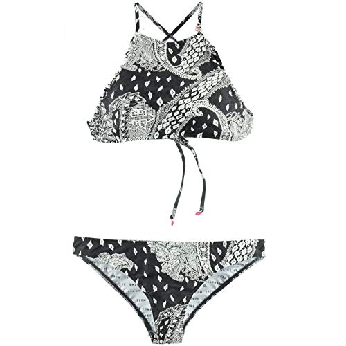 Brunotti Bikini Curassow Women Bikini schwarz elastisch Grafikmuster Rüschen (38) von Brunotti