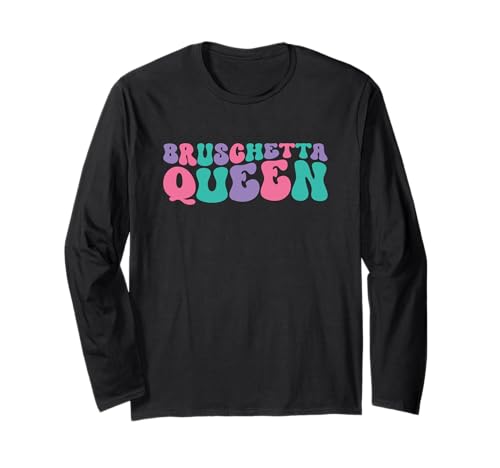 Bruschetta Queen Damen Retro Vintage Wellig Groovy Langarmshirt von Bruschetta Queen Clothing Co