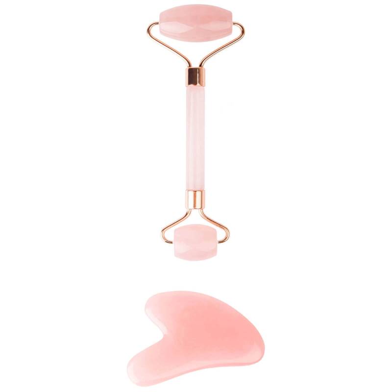 brushworks HD Rose Quartz Resin Roller & Gua Sha von brushworks
