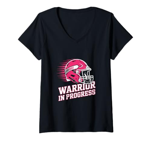 Damen Warrior In Progress Brustkrebs Bewusstsein Kampf T-Shirt mit V-Ausschnitt von Brustkrebs Bewusstseinsmonat Geschenke Frauen