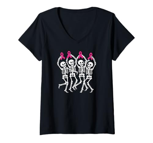 Damen Im Oktober Tragen Wir Rosa Krebs-bewusstsein T-Shirt mit V-Ausschnitt Damen Im Oktober Tragen Wir Rosa Krebs-bewusstsein T-Shirt mit V-Ausschnitt von Brustkrebs-bewusstsein Rosa Schleife Halloween