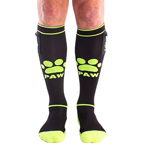 Brutus Herren Party Socken mit Außentaschen-Modell: Puppy/Welpe-neon gelb/schwarz-OneSize von Brutus