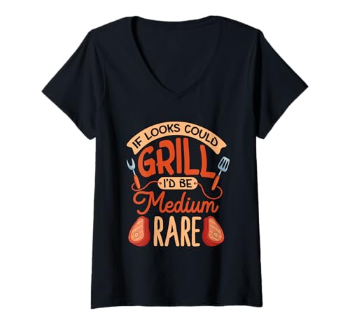 Damen Wenn das Aussehen Grillen könnte, wäre ich mittels selten T-Shirt mit V-Ausschnitt Damen Wenn das Aussehen Grillen könnte, wäre ich mittels selten T-Shirt mit V-Ausschnitt von Brutzelnde Person