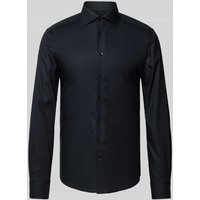 Bruun & Stengade Super Slim Fit Business-Hemd mit Haifischkragen in Black, Größe 36 von Bruun & Stengade