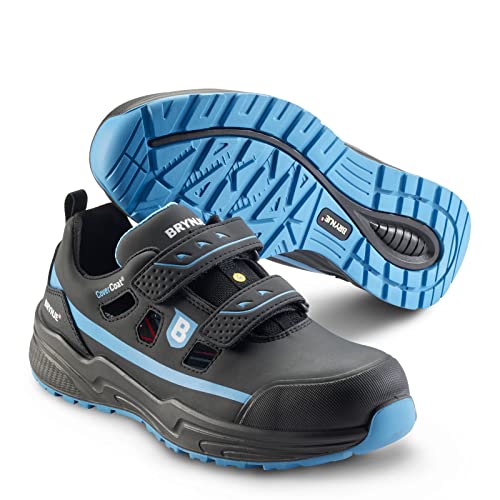 Brynje Arbeitsschuh Blue Power S1P SRC - Flexible, leichte und strapazierfähige Sicherheitssandale mit doppeltem und verstellbarem Velcro® Klettverschluss - Schwarz - Gr. 46 von Brynje