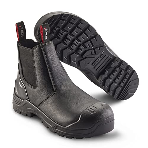 Brynje Arbeitsschuh Boston S3 SRC Robuster Sicherheitsstiefel aus atmungsaktivem und wasserabweisendem Leder - Schwarz - Gr. 46 von Brynje