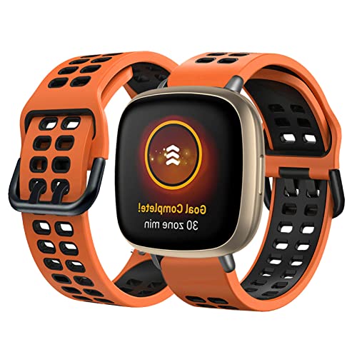 BrynnShop Silikon Armbänder Kompatibel mit Fitbit Versa/Versa 2/Versa Lite Armband Fitbit Versa 3 /Sense Armband Für Herren Damen Sport Weiche Wasserdicht Ersatzband mit (Orange,Versa 3 /Sense) von BrynnShop