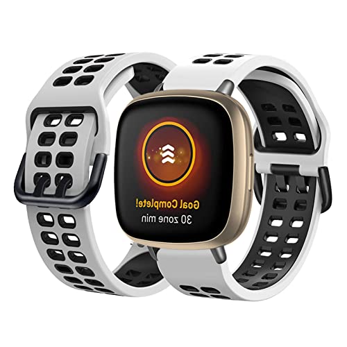 BrynnShop Silikon Armbänder Kompatibel mit Fitbit Versa/Versa 2/Versa Lite Armband Fitbit Versa 3 /Sense Armband Für Herren Damen Sport Weiche Wasserdicht Ersatzband mit (Weiß,Versa 3 /Sense) von BrynnShop