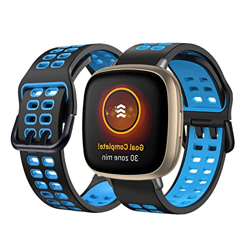 BrynnShop Silikon Armbänder Kompatibel mit Fitbit Versa/Versa 2/Versa Lite Armband Fitbit Versa 3 /Sense Armband Für Herren Damen Sport Weiche Wasserdicht Ersatzband mit (blau,Versa 3 /Sense) von BrynnShop