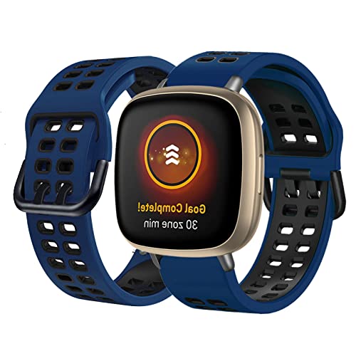 BrynnShop Silikon Armbänder Kompatibel mit Fitbit Versa/Versa 2/Versa Lite Armband Fitbit Versa 3 /Sense Armband Für Herren Damen Sport Weiche Wasserdicht Ersatzband mit (blau3,Versa 3 /Sense) von BrynnShop