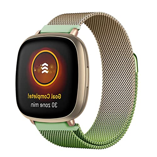 Metall Armband Kompatibel mit Fitbit Versa 3 Armband/Fitbit Sense/ Fitbit Versa 2 Armband/Fitbit Versa/Lite Armband Edelstahl Ersatz Bunt Mesh mit Magnetische Für Herren Damen (B,Versa 3 /Sense) von BrynnShop