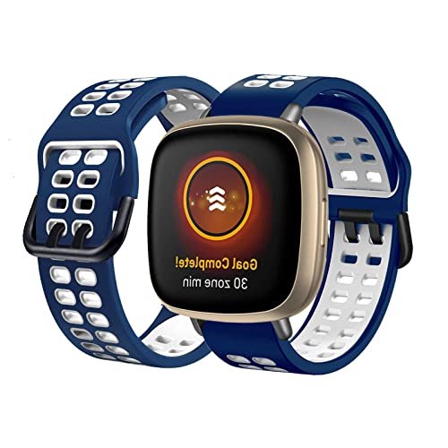 Silikon Armbänder Kompatibel mit Fitbit Versa/Versa 2/Versa Lite Armband Fitbit Versa 3 /Sense Armband Für Herren Damen Sport Weiche Wasserdicht Ersatzband mit (blau2,Versa/Versa 2/Versa Lite) von BrynnShop
