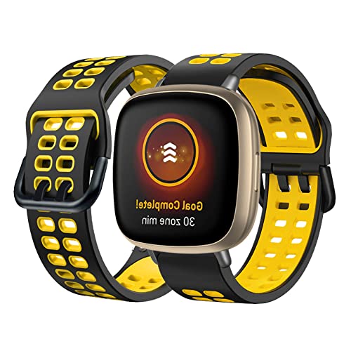 Silikon Armbänder Kompatibel mit Fitbit Versa/Versa 2/Versa Lite Armband Fitbit Versa 3 /Sense Armband Für Herren Damen Sport Weiche Wasserdicht Ersatzband mit (gelb,Versa/Versa 2/Versa Lite) von BrynnShop