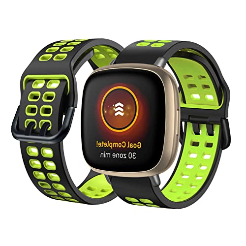 Silikon Armbänder Kompatibel mit Fitbit Versa/Versa 2/Versa Lite Armband Fitbit Versa 3 /Sense Armband Für Herren Damen Sport Weiche Wasserdicht Ersatzband mit (grün,Versa/Versa 2/Versa Lite) von BrynnShop