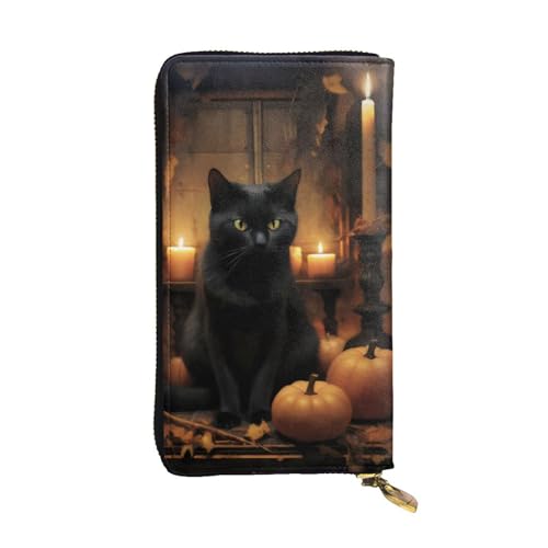 Bryptxztxt Black Cat Damen Lange Geldbörse – Große Kapazität PU-Leder Geldbörse mit Kartenhalter Etui Kredit Münzen Geldbörsen & Reißverschluss Clutch Geldbörsen für Damen & Mädchen, Größe 3D, 3 D, von Bryptxztxt