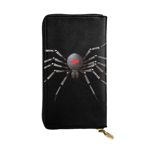 Bryptxztxt Black Spider Damen Lange Geldbörse - Große Kapazität PU Leder Geldbörse mit Kartenhalter Etui Kredit Münzen Geldbörsen & Reißverschluss Clutch Geldbörsen für Damen & Mädchen, Größe 3D, 3 D, von Bryptxztxt