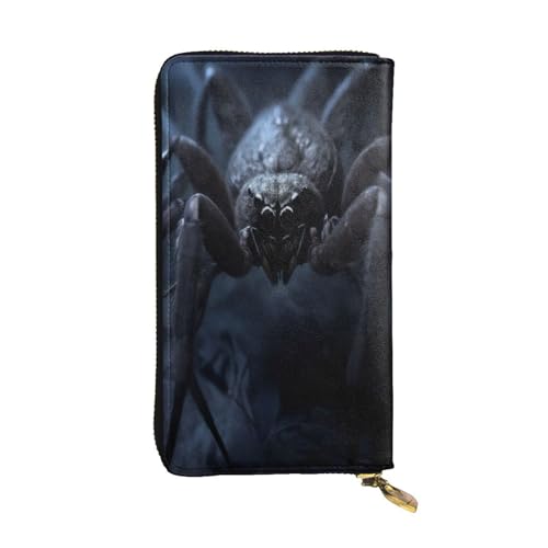 Bryptxztxt Black Spider Damen Lange Geldbörse - Große Kapazität PU Leder Geldbörse mit Kartenhalter Etui Kredit Münzen Geldbörsen & Reißverschluss Clutch Geldbörsen für Damen & Mädchen, Größe 3D, 3 D, von Bryptxztxt