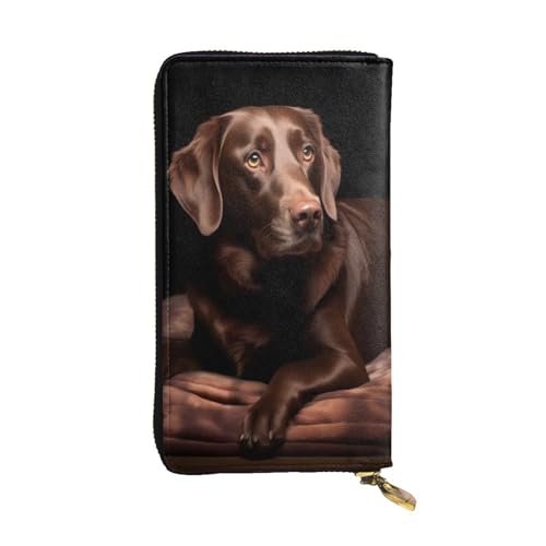 Bryptxztxt Braune Labrador Damen Lange Geldbörse - Große Kapazität PU Leder Geldbörse mit Kartenhalter Etui Kredit Münzen Geldbörsen & Reißverschluss Clutch Geldbörsen für Damen & Mädchen, Größe 3D, 3 von Bryptxztxt