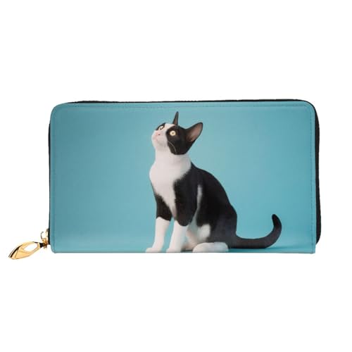 Bryptxztxt Cat Damen Lange Geldbörse - Große Kapazität PU Leder Geldbörse mit Kartenhalter Etui Kredit Münzen Geldbörsen & Reißverschluss Clutch Geldbörsen für Damen & Mädchen, Größe 3D, von Bryptxztxt