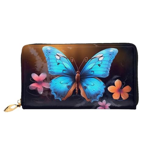 Bryptxztxt Cute Butterfly Damen Lange Geldbörse - Große Kapazität PU Leder Geldbörse mit Kartenhalter Etui Kredit Münzen Geldbörsen & Reißverschluss Clutch Geldbörsen für Damen & Mädchen, Größe 3D, von Bryptxztxt
