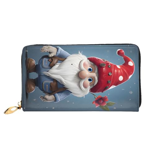 Bryptxztxt Cute Gnome Damen Lange Geldbörse - Große Kapazität PU Leder Geldbörse mit Kartenhalter Etui Kreditmünzen Geldbörsen & Reißverschluss Clutch Geldbörsen für Damen & Mädchen, Größe 3D, von Bryptxztxt