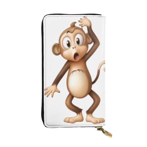 Bryptxztxt Cute Monkey Damen Lange Geldbörse - Große Kapazität PU Leder Geldbörse mit Kartenhalter Etui Kreditmünzen Geldbörsen & Reißverschluss Clutch Geldbörsen für Damen & Mädchen, Größe 3D, 3 D, von Bryptxztxt