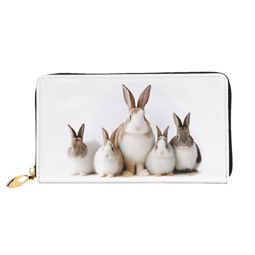 Bryptxztxt Cute White Rabbit Damen Lange Geldbörse – Große Kapazität PU-Leder Geldbörse mit Kartenhalter Fall Kreditmünzen Geldbörsen & Reißverschluss Clutch Geldbörsen für Damen & Mädchen, Größe 3D, von Bryptxztxt