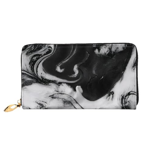 Bryptxztxt Damen Geldbörse Lang Schwarz Weiß Große Kapazität PU Leder Geldbörse mit Kartenhalter Etui Kredit Münzen Geldbörsen & Reißverschluss Clutch Geldbörsen für Damen & Mädchen, Größe 3D, von Bryptxztxt