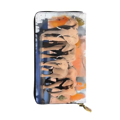 Bryptxztxt Elephants Art Damen Lange Geldbörse - Große Kapazität PU Leder Geldbörse mit Kartenhalter Etui Kredit Münzen Geldbörsen & Reißverschluss Clutch Geldbörsen für Damen & Mädchen, Größe 3D, 3 von Bryptxztxt