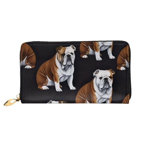 Bryptxztxt Englische Bulldoggen Damen Lange Geldbörse – Große Kapazität PU-Leder Geldbörse mit Kartenhalter Fall Kreditmünzen Geldbörsen & Reißverschluss Clutch Geldbörsen für Damen & Mädchen, Größe von Bryptxztxt
