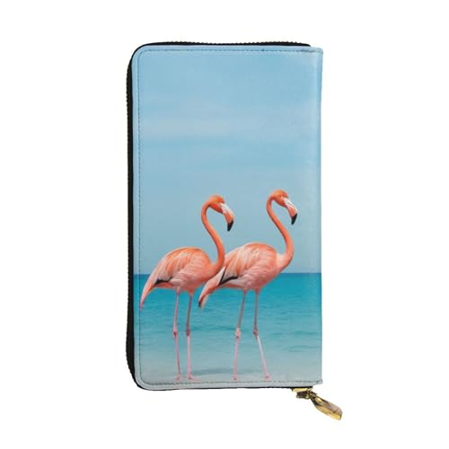 Bryptxztxt Flamingo in Water Damen Lange Geldbörse – Große Kapazität PU-Leder Geldbörse mit Kartenhalter Etui Kredit Münzen Geldbörsen & Reißverschluss Clutch Geldbörsen für Damen & Mädchen, Größe 3D von Bryptxztxt