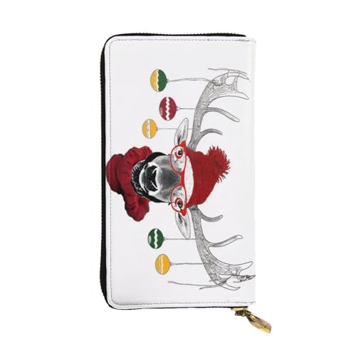 Bryptxztxt Funny Christmas Deer Damen Lange Geldbörse – Große Kapazität PU-Leder Geldbörse mit Kartenhalter Etui Kredit Münzen Geldbörsen & Reißverschluss Clutch Geldbörsen für Damen & Mädchen, Größe von Bryptxztxt