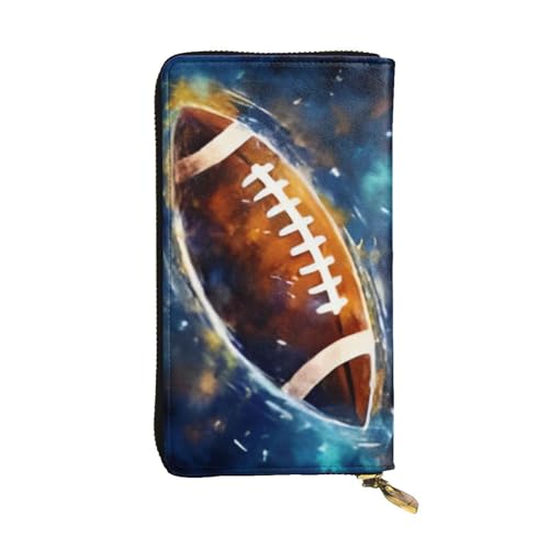 Bryptxztxt Galaxy Space Fußball Damen Lange Geldbörse - Große Kapazität PU Leder Geldbörse mit Kartenhalter Etui Kredit Münzen Geldbörsen & Reißverschluss Clutch Geldbörsen für Damen & Mädchen, Größe von Bryptxztxt