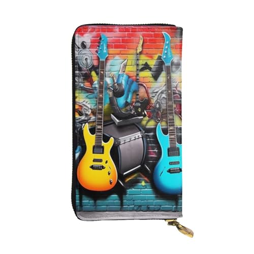 Bryptxztxt Guitar Painting Damen Lange Geldbörse - Große Kapazität PU Leder Geldbörse mit Kartenhalter Etui Kredit Münzen Geldbörsen & Reißverschluss Clutch Geldbörsen für Damen & Mädchen, Größe 3D, 3 von Bryptxztxt