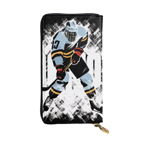 Bryptxztxt Hockey Damen Lange Geldbörse - Große Kapazität PU Leder Geldbörse mit Kartenhalter Etui Kredit Münzen Geldbörsen & Reißverschluss Clutch Geldbörsen für Damen & Mädchen, Größe 3D, 3 D, von Bryptxztxt
