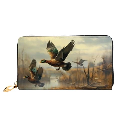 Bryptxztxt Hunting Flying Wild Damen Lange Geldbörse – Große Kapazität PU-Leder Geldbörse mit Kartenhalter Etui Kredit-Münzgeldbörsen & Reißverschluss Clutch-Geldbörsen für Damen & Mädchen, Größe 3D, von Bryptxztxt