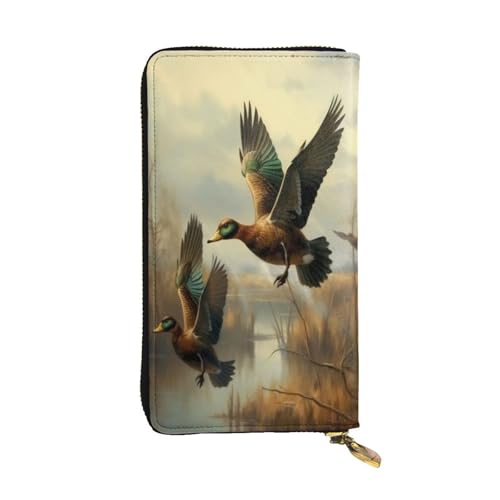 Bryptxztxt Hunting Flying Wild Damen Lange Geldbörse – Große Kapazität PU-Leder Geldbörse mit Kartenhalter Etui Kredit-Münzgeldbörsen & Reißverschluss Clutch-Geldbörsen für Damen & Mädchen, Größe 3D, von Bryptxztxt
