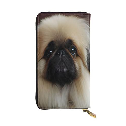 Bryptxztxt Niedliche Pekinese Damen Lange Geldbörse - Große Kapazität PU Leder Geldbörse mit Kartenhalter Etui Kredit Münzen Geldbörsen & Reißverschluss Clutch Geldbörsen für Damen & Mädchen, Größe von Bryptxztxt