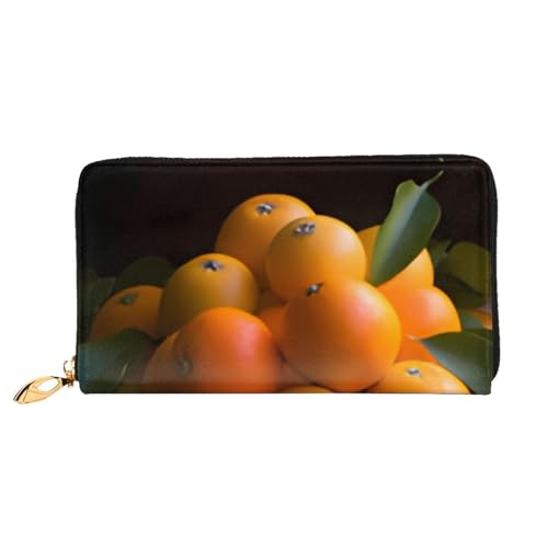 Bryptxztxt Oranges and Tangerines Damen Lange Geldbörse - Große Kapazität PU Leder Geldbörse mit Kartenhalter Etui Kredit Münzen Geldbörsen & Reißverschluss Clutch Geldbörsen für Damen & Mädchen, von Bryptxztxt