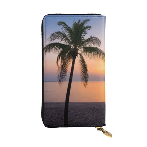 Bryptxztxt Palm Tree Damen Lange Geldbörse - Große Kapazität PU Leder Geldbörse mit Kartenhalter Etui Credit Coin Wallets & Reißverschluss Clutch Geldbörsen für Damen Mädchen, Größe 3D, 3 D, Casual von Bryptxztxt