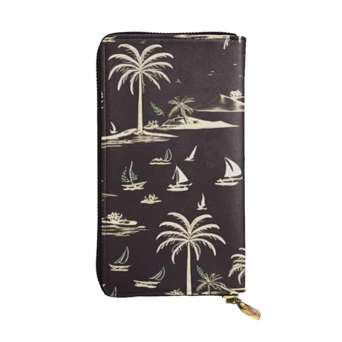 Bryptxztxt Palm Tree Damen Lange Geldbörse - Große Kapazität PU Leder Geldbörse mit Kartenhalter Etui Kredit Münzen Geldbörsen & Reißverschluss Clutch Geldbörsen für Damen & Mädchen, Größe 3D, 3 D, von Bryptxztxt