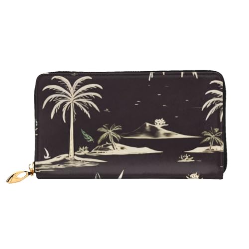 Bryptxztxt Palm Tree Damen Lange Geldbörse - Große Kapazität PU Leder Geldbörse mit Kartenhalter Etui Kredit Münzen Geldbörsen & Reißverschluss Clutch Geldbörsen für Damen & Mädchen, Größe 3D, von Bryptxztxt
