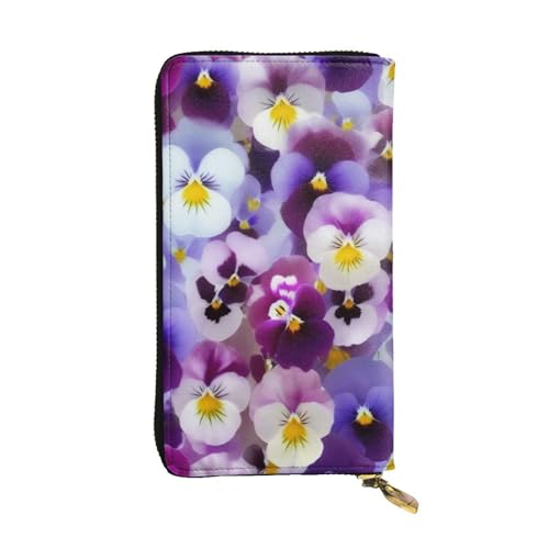 Bryptxztxt Purple Flower Damen Lange Geldbörse - Große Kapazität PU Leder Geldbörse mit Kartenhalter Etui Kredit Münzen Geldbörsen & Reißverschluss Clutch Geldbörsen für Damen & Mädchen, Größe 3D, 3 von Bryptxztxt